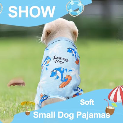 Dog Pjs Dog Pajamas for Small Medium Dogs Summer Cute Dog Clothes Boy Girl Soft Stretchy Doggie Puppy Clothes Cat Pet Jammies Outfit (X-Large) - color: Blue, size: X-Large