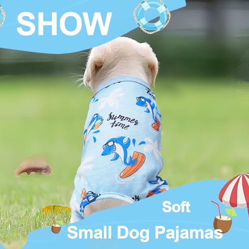 Dog Pjs Dog Pajamas for Small Medium Dogs Summer Cute Dog Clothes Boy Girl Soft Stretchy Doggie Puppy Clothes Cat Pet Jammies Outfit (2X-Large) - color: Blue, size: XX-Large