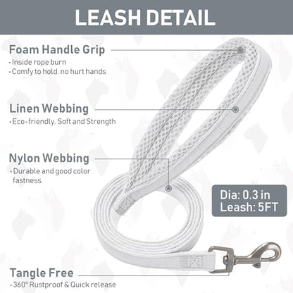 Small Pet Harness Collar and Leash Set, Step in No Chock No Pull Linen Fabric Soft Mesh Dog Vest Harnesses Reflective for Dogs Puppy Cats Kitten Rabbit (White, XXS) - color: White, size: XXS