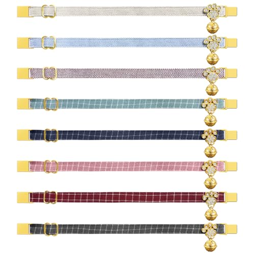 Personalized Breakaway Cat Collars - Magnetic Buckle, Bell - Safety Quick Release, Customized for Girls & Boys Cats- (Herringbone-Rose Red) - color: Herringbone-Rose Red