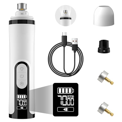 Silent Groom Pro Nail Grinder for Dogs - Quiet Dog Nail Grinder with LED Light, 3-Speed Cordless, 2000mAh Battery & 2 Grinding Heads for Safe Trimming of Small, Medium, Large Dogs and Cats