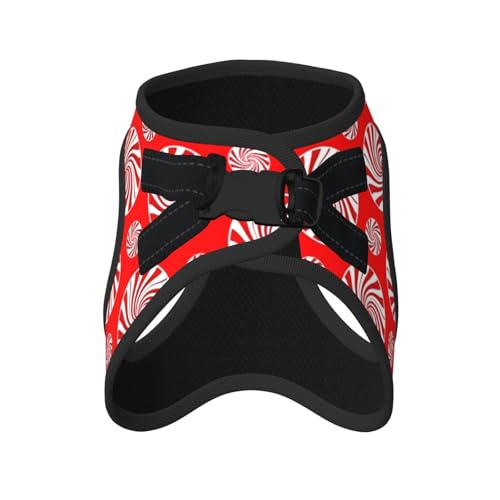 Christmas Candy Peppermints Red Pet Harness Escape Proof Dog Harness Adjustable Mesh Padded Reflective Dog Vest Harness and Leash Set Medium - color: Style 3, size: Medium