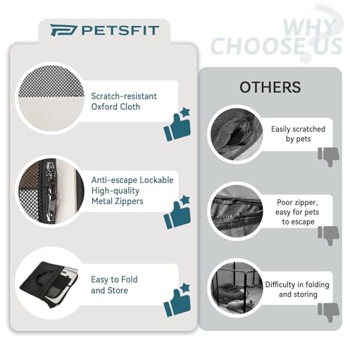 PETSFIT 45.5" Dog Playpen Indoor/Outdoor-Jump-Proof 28.5" Height with Removable Waterproof Mat & Zippered Roof | RV, Camping, Travel Dog Pen | Whelping & Cat Observation Space(45.5"L x 45.5"W x 28.5H) - color: Grey