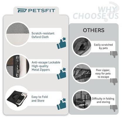PETSFIT 45.5" Dog Playpen Indoor/Outdoor-Jump-Proof 28.5" Height with Removable Waterproof Mat & Zippered Roof | RV, Camping, Travel Dog Pen | Whelping & Cat Observation Space(45.5"L x 45.5"W x 28.5H) - color: Grey