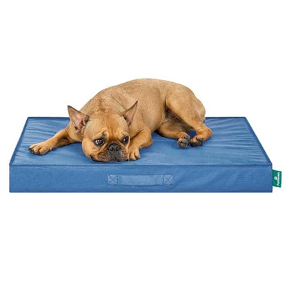 FurHaven Gridded Ripstop All-Weather Deluxe Orthopedic Mattress Pet Bed, Capri Blue, Medium - color: Capri Blue, size: Medium