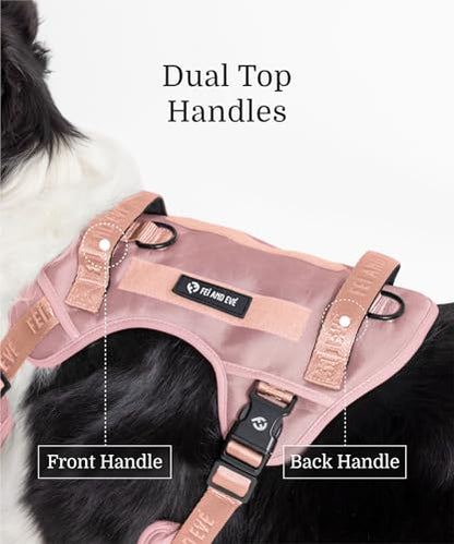 2026 New Edition, Fei & Eve Classic Dog Harness - Quick-Release Buckles | 3-Point No-Pull Control | Heavy-Duty 900D Nylon | Dual Safety Handles | Breathable Mesh | Adjustable Fit | Small,Pink - color: Pink, size: S