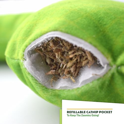 ZOOMIE Snake Kicker - Refillable Catnip Toy + Catnip | High Potency Hand Harvested Fresh | Soft Plush for Engaging Play - color: Snake