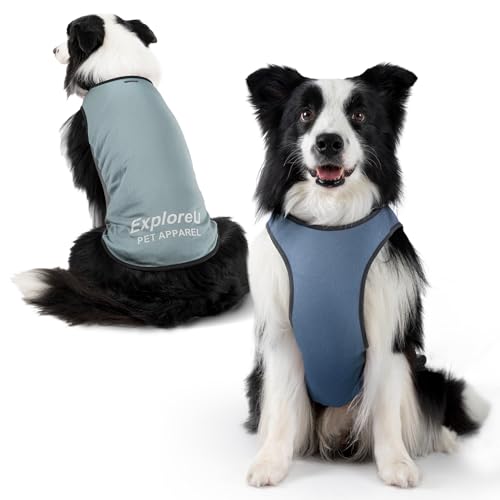 Dog Shirt, Cooling Vest Lightweight Breathable, Dog T-Shirts All-Season Sun Protection Quick Dry Soft Stretchy Reflective Tank Top - Small Medium Large Dogs (Misty Glade+Water Drop, Small) - color: Misty Glade+Water Drop, size: Small (18-24lbs)