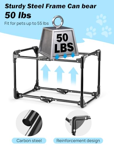 JOYTUTUS Pet Day Special, 32 Inch Collapsible Dog Crate, Steel Frame 8-Bar Foldable Soft Kennel, Portable Travel Crate for Large Dog Up to 51lbs, Oxford Cat Carrier Fit for Car Travel Indoor Outdoor - size: M (32" L x 23" W x 23" H)