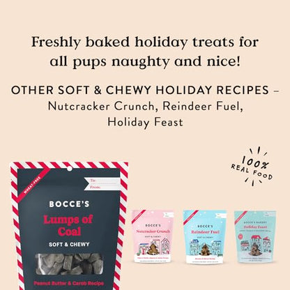 Bocce's Bakery Lumps of Coal Recipe Treats for Dogs, Wheat-Free Everyday Dog Treats, Made with Real Ingredients, Baked in The USA, All-Natural Soft & Chewy Cookies, Peanut Butter & Molasses, 6 oz - size: 6 Ounce (Pack of 2)