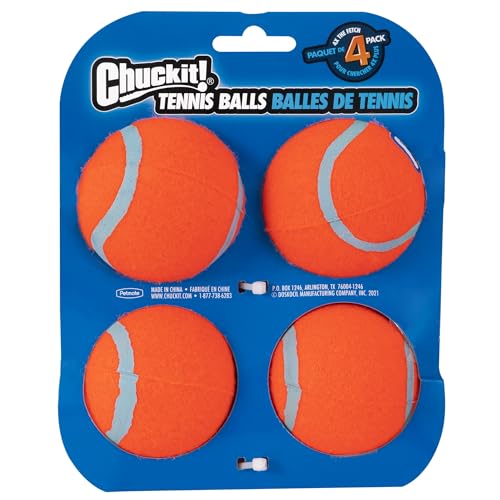 Chuckit! Dog Tennis Ball Dog Toy, Medium (2.5 Inch Diameter) for dogs 20-60 lbs, Pack of 4 - size: Medium - Pack of 4