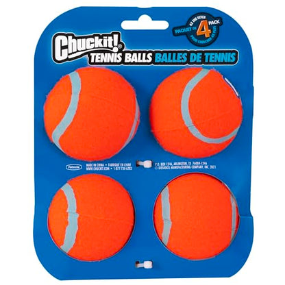 Chuckit! Dog Tennis Ball Dog Toy, Medium (2.5 Inch Diameter) for dogs 20-60 lbs, Pack of 4 - size: Medium - Pack of 4
