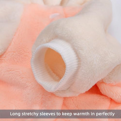 FabriCastle Dog Hoodie Sweater for Small Dogs Boy and Girl, Small Dog Clothes XS XXS Puppy Sweatshirt, Pet Outfit, Cat Clothing Super Soft Warm Snap On Closure (Peach-Cream, XX-Small) - color: Peach-Cream, size: XX-Small
