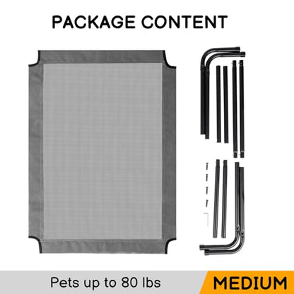 Elevated Dog Bed Waterproof Outdoor， Cooling Elevated Dog Bed, Washable Pet Bed, Hammock Cot with Durable Frame, 50" D x 31" W x 8" H