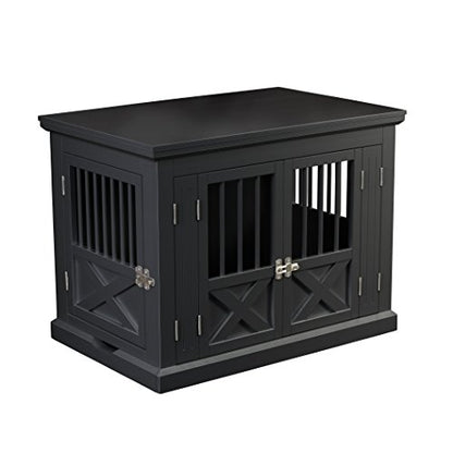 Merry Products Triple Door Medium Dog Crate, Dog Kennel, Dog Cage - color: Black