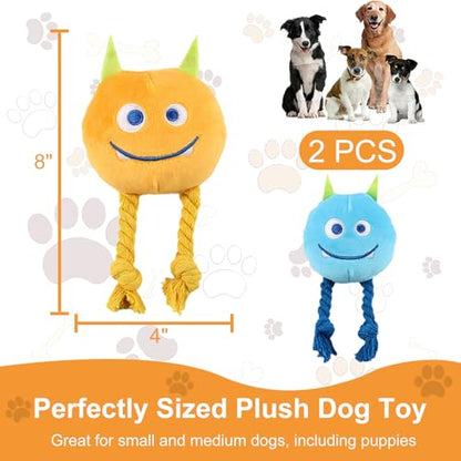 lilfrd Dog Toys for Small Dogs - 2 Pack Squeaky Rope Plush Dog Toys for Small and Medium Breed, Puppy Toys to Keep Them Busy - style: Monster