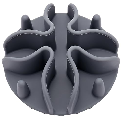 Slow Feeder Insert for Dogs & Cats, 3 Sizes Food-Grade Silicone Anti-Choking Puzzle Feeder, Non-Slip Suction Cup Design, Fits Most Bowls, Bloat Stop Pet Feeding Solution - color: Grey, size: Medium 4.7 inchs