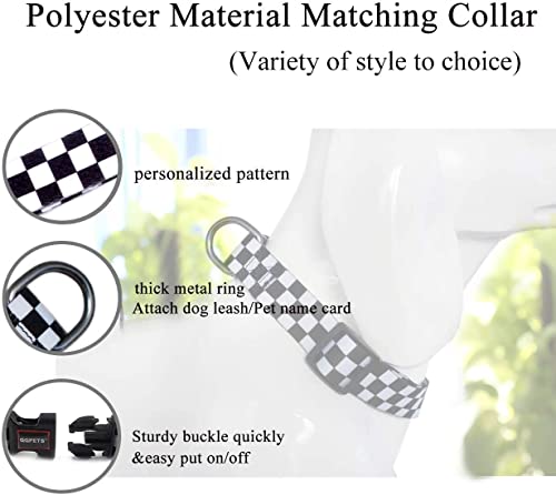 Roses&Poetry Dog Collar with Colourful Checkered Patterns, Adjustable Durable Puppy Collars for Small Medium Large Dogs (Black & White-S) - color: Checkered, size: S