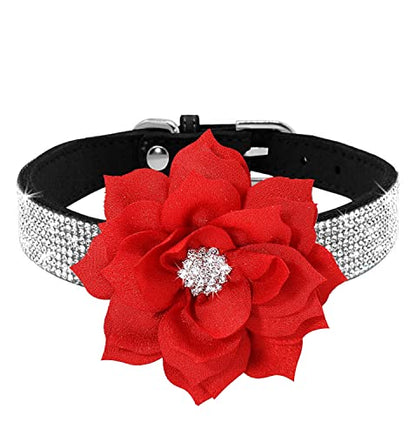 Rhinestone Dog Collar, Cute Dazzling Sparkling Soft Suede Leather Adjustable Pet Dog Cat Collar Crystal Diamond for Puppy Small Medium Large Dogs (XS:21-26cm, Black-6) - color: Black-6, size: XS:21 - 26cm