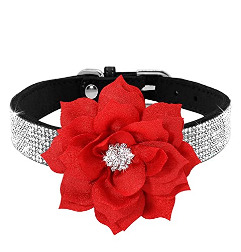 Rhinestone Dog Collar, Cute Dazzling Sparkling Soft Suede Leather Adjustable Pet Dog Cat Collar Crystal Diamond for Puppy Small Medium Large Dogs (XS:21-26cm, Black-6) - color: Black-6, size: XS:21 - 26cm