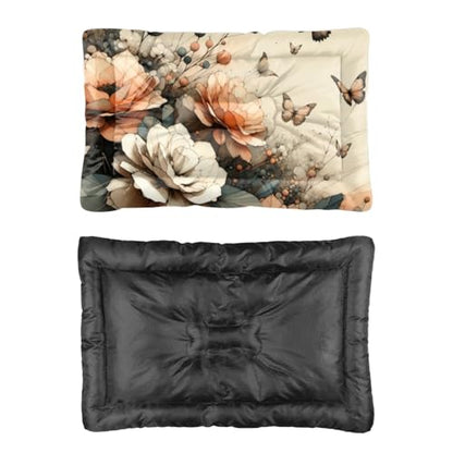 Comfortable Dog Mat with Anti-Slip Bottom, Florals Leaves Butterfly Pet Supplies for Dogs Pet Pad Soft Dog Bed Comfy Mats for Indoor& Outdoor Sofa Cars, Machine Washable 36 X 24 Inch - size: 36 × 24 inch
