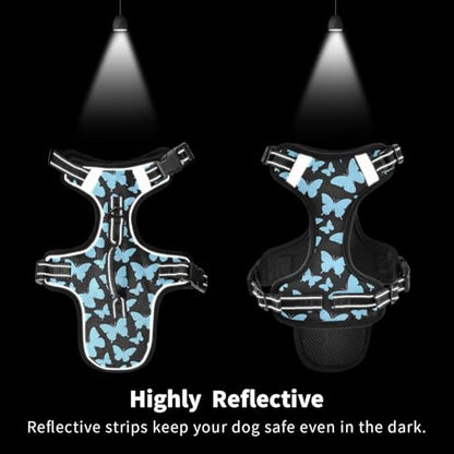 Dreamy Butterfly Blue Black Reflective Vests for Large Dogs for Dog pet Dog Training Accessories Cat Harnesses Chaleco para perro - size: M