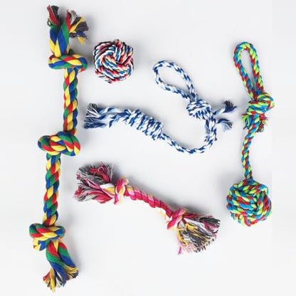 Large Tough Chew Toys for Aggressive Chewers Large Breed,Heavy Duty Dental Rope Toys Kit for Medium Dogs,5 Knots Indestructible Cotton Puppy Teething Chew Tug Toy Set of 5