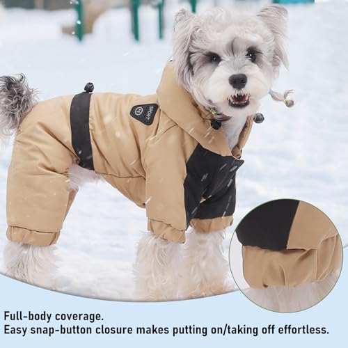 Warm Dog Coat with Hood,Waterproof Windproof Winter Full Body Dog Jacket Snowsuit,Adjustable Cold Weather Pet Clothes (Red, 3XL) - color: Red, size: 3XL