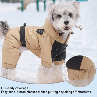 Warm Dog Coat with Hood,Waterproof Windproof Winter Full Body Dog Jacket Snowsuit,Adjustable Cold Weather Pet Clothes (Red, 3XL) - color: Red, size: 3XL