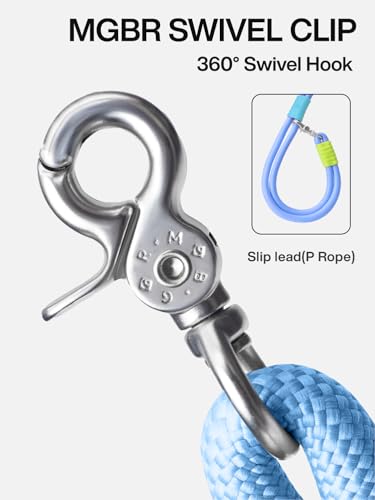 Hands Free Dog Leash, 5-in-1 Adjustable Waist Training Leash for Walking& Hiking – Dual Lead Rope with Padded Handle,MGBR Rotating Metal Clip - color: Classic-Light Blue-5Ft