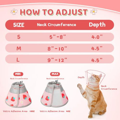 Cat Cone Collar Soft to Stop Licking, Adjustable, Foldable Lightweight Kitten Cones After Surgery Recovery for Cats & Kittens, Cat Cone Alternative, Easy Eating (Pink, S) - color: Pink, size: S