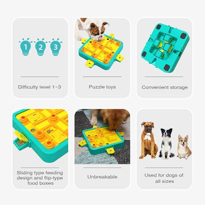 Dog Puzzle Toy Mental Stimulation - Level 3 in 1 Dogs Food Feeder Puzzle, Dog Treat Puzzle Feeder (Advanced-Blue Board) - color: Level 3 in 1-Advanced-Blue Board