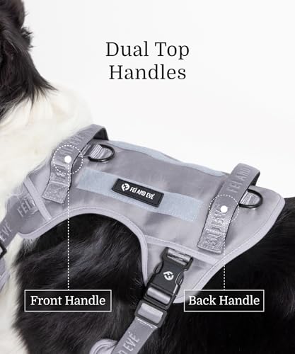 2026 New Edition, Fei & Eve Classic Dog Harness - Quick-Release Buckles | 3-Point No-Pull Control | Heavy-Duty 900D Nylon | Dual Safety Handles | Breathable Mesh | Adjustable Fit | X-Large,Gray - color: Twilight Gray, size: XL