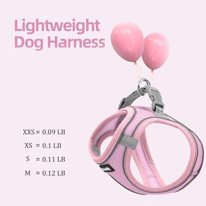 Sparkly Dog Harness Small Sized and Leash Set for Small Dogs Cats,Pink XXS Puppy Harness, Step in Soft Dog Reflective Vest, Breathable Mesh Pet Harness. (Pink, XXS) - color: Pink, size: XXS