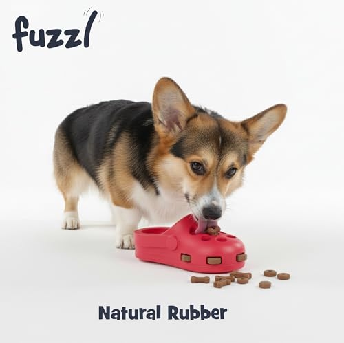Fuzzl Clog Treat Toy for Dogs – Natural Rubber Chew Toy – Durable, Interactive Enrichment Feeder – Eco-Friendly, Non-Toxic & Dishwasher Safe – Red - style: Clog Red