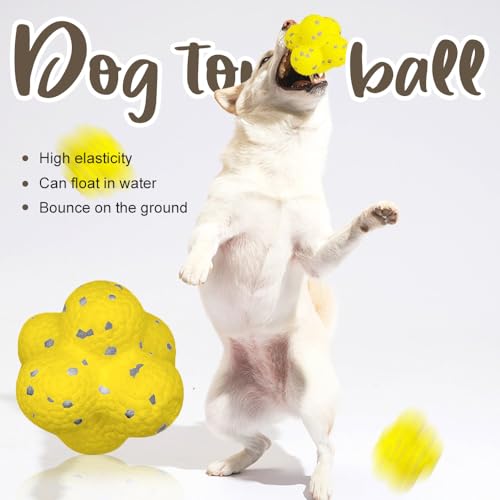 Mellow Dog Calming Balls, Indestructible Tennis Balls for Aggressive Chewers, Interactive Dog Toys (Yellow)