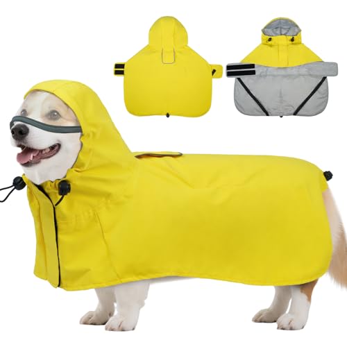 Dog Rain Jacket for Poodle, Bichon – Breathable Mesh Lined, No-Sleeves Easy Wear – Perfect for Rainy Day Walks, Park Visits, Travel, M - color: Yellow, size: Medium