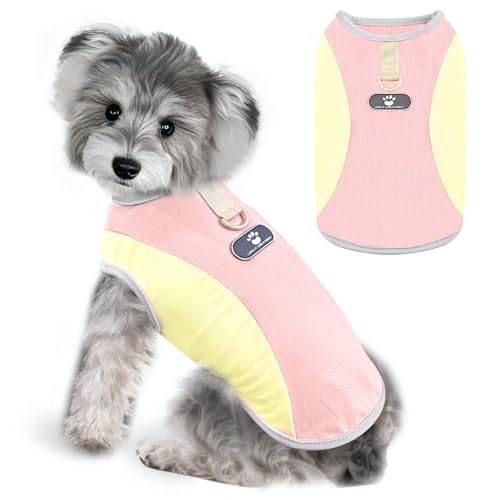 Dog Cooling Vest with D-Ring Dog Tshirt Sun Protection Small Puppy Clothes for Girls Boys Stretchy Shirts for Dogs Lightweight Breathable Shirt French Bulldog Frenchie Dachshund Clothes - color: 1Pack Pink, size: Small