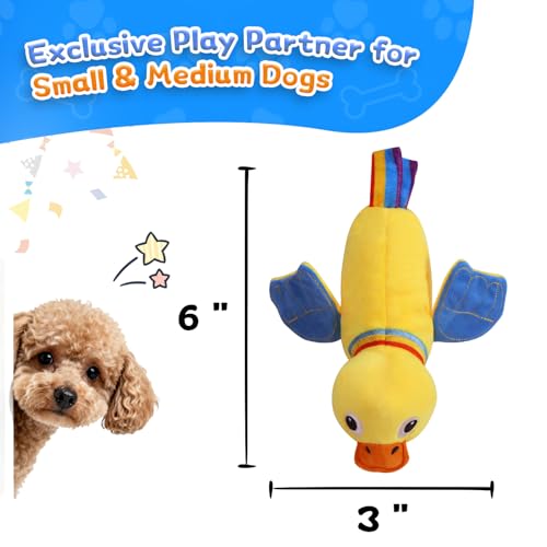lilfrd Squeaky Dog Toys, Duck Plush Toy with Crinkle & Squeaker - Puppy Toys to Keep Them Busy, Interactive Chew for Small Medium Dogs - style: Duck