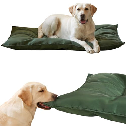Chew Proof Indestructible Dog Bed for Aggressive Chewers, Durable & Waterproof Crate Pad, Machine Washable Tough Kennel Bed for Small Dogs, Indoor Outdoor Pet Bed, X-Small (17"x23", Green) - size: X-Small (17"x23")
