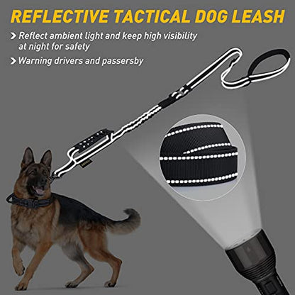 AUBELL Tactical Dog Leash Heavy Duty,4-6ft Reflective Strong No Pull Bungee Leash for Medium Large Dogs with Comfortable Padded Double Handle,Car Seat Belt,360 Degree Rotating Carabiner,Black - color: M/L-Black(4-6FT)