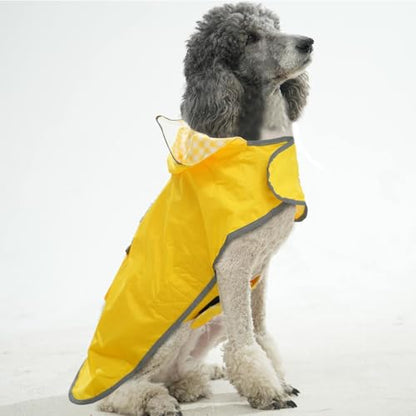 Dog Raincoat Reversible,Waterproof Dog Rain Coat Hooded Slicker Poncho with Reflective Strip, Plaid Double Layer Rain Jacket for Small Medium Large Dogs (Yellow, Small(9-13lb)) - color: Yellow, size: Small(9-13lb)