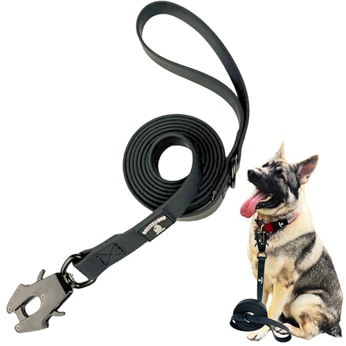 Heavy Duty Waterproof Dog Leash - Large Scissor Frog Quick Release Clasp, PVC Rubber Coated Nylon Training Lead for Large and X-Large Dogs, Odor Free, Durable, Easy to Clean, Nonslip Grip, Secure Hold - size: 6FTSM