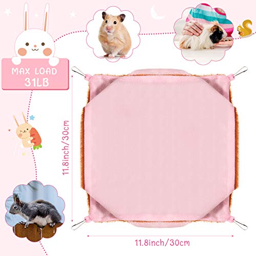 Weewooday 3 Pcs Rat Hammock 3 Tier Pet Guinea Pig Hammock for Cage Hanging Bed Cage Accessories for Small Animals Hamster Parrot Sugar Glider Ferrets Chinchilla Playing Sleeping(Pink,Blue,Green)