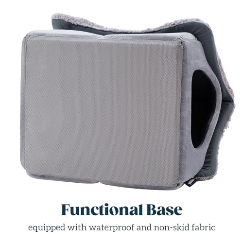 Pelzin Cat Houses for Indoor Cats - Large Cat Cave Bed with Removable Support Foam and Washable 2-Side Mat - Covered Cat Bed for Cat Hideaway - Enclosed Cat Hideout for Kitten and Small Pet, Grey