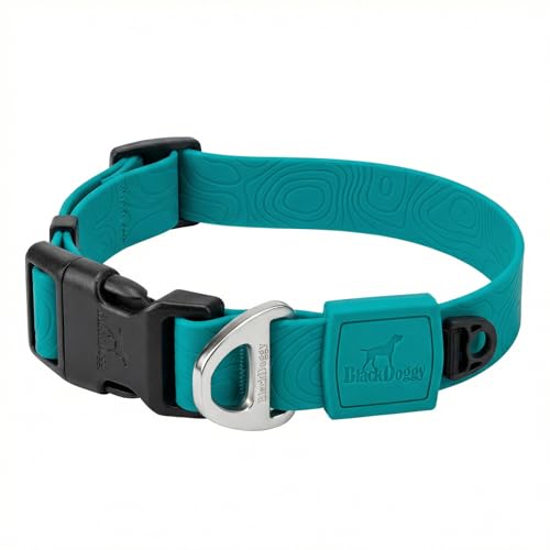 Waterproof & Odor – Free Embossed PU Dog Collar, Soft & Durable, Easy - Release Buckle, Adjustable Fit, Pet Collar for Small, Medium and Large Dogs (Large, Dark Green) - color: Dark Green, size: Large