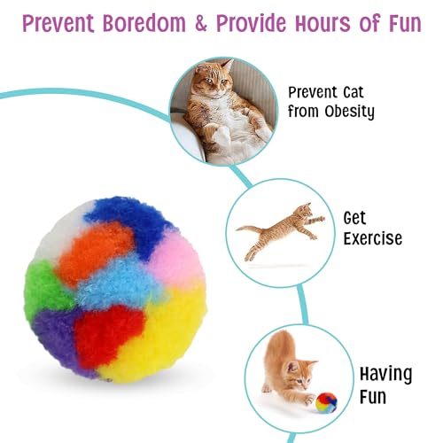 Ethical SPOT Kitty Yarn Puffs Colorful Woolen Yarn Cat Toy Contains Catnip 1.5" Pack of 4 Pet