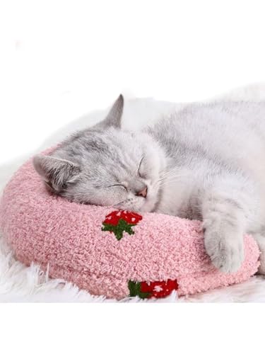 Pillow for Cat, Small Moon Pillow for Kitty, Ultra Soft Cat Pillow Sleeping Improve, 10x6x2 Inch, Machine Washable, Quick-Drying, for Cats & Small Dogs (Pink) - color: Pink