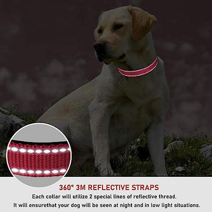 Reflective Dog Collar with Buckle Adjustable Safety Nylon Collars for Small Medium Large Dogs, Light Pink S - color: Light Pink, size: Small :Width 5/8",Neck 10-14"