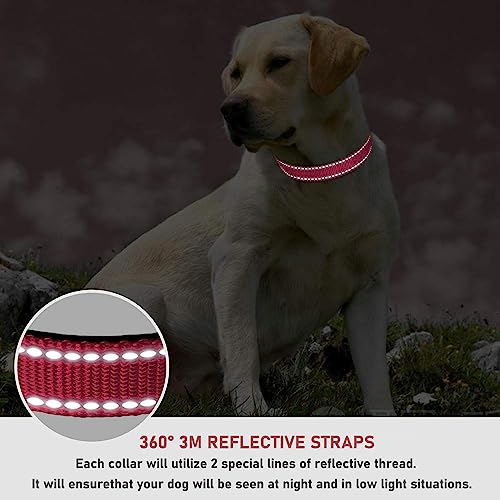 Reflective Dog Collar with Buckle Adjustable Safety Nylon Collars for Small Medium Large Dogs, Light Pink XL - color: Light Pink, size: XLarge :Width 1",Neck 16-26"